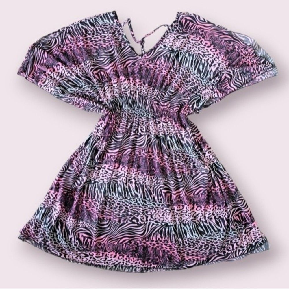 CUSMA Beach & Sport Pink Swim Cover up O/S Animal Print  Beach Zebra Kimono